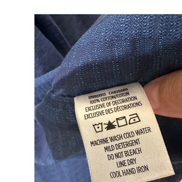 Robert Graham Woven Button Up Long Sleeve Shirt Blue Striped, size L - Picture 7 of 9